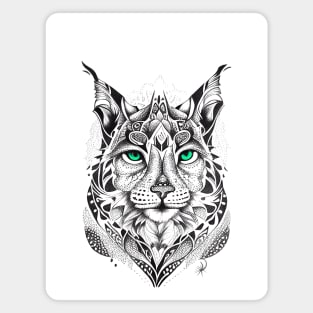 Lynx Wild Animal Nature Illustration Art Tattoo Magnet